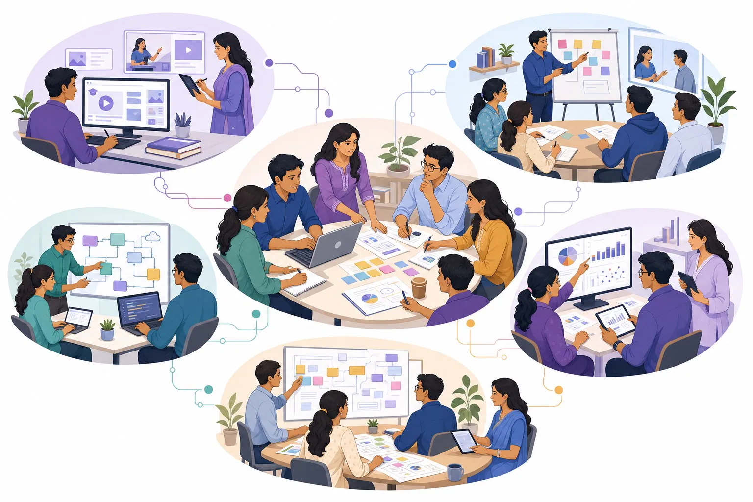 Teams working across learning, skills, technology, data and strategy around one shared practice